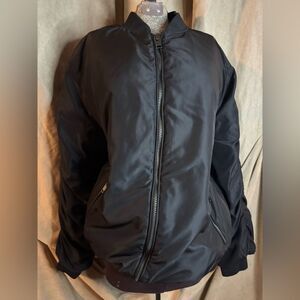 Forever 21 Classic Black Bomber Flight Jacket